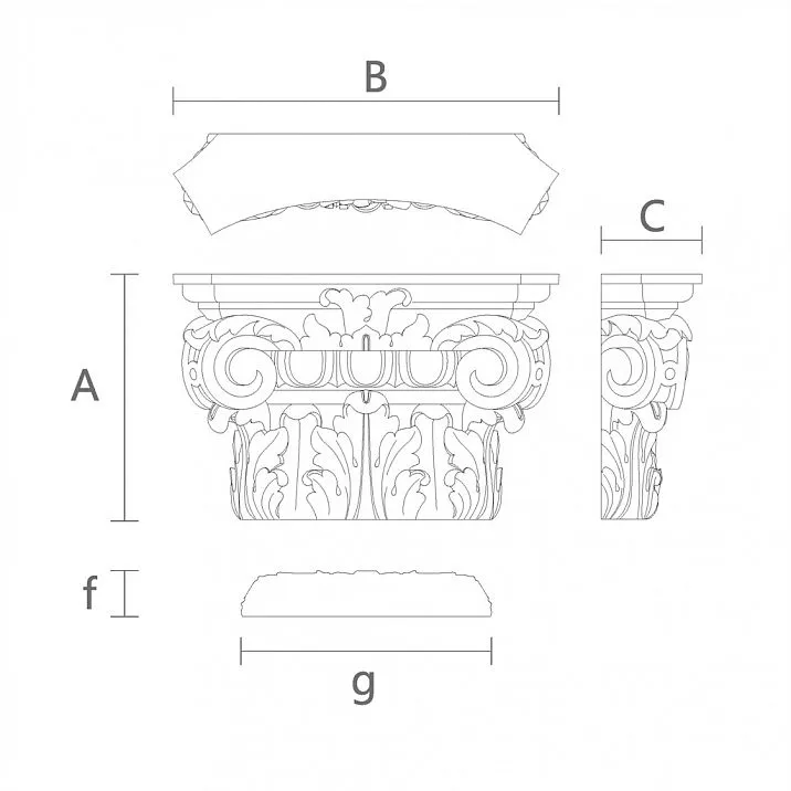 Elegant Capital in Furniture Project KL-005 Drawing