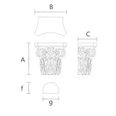 Exquisite Carved Capital for Furniture KL-043.01 Drawing