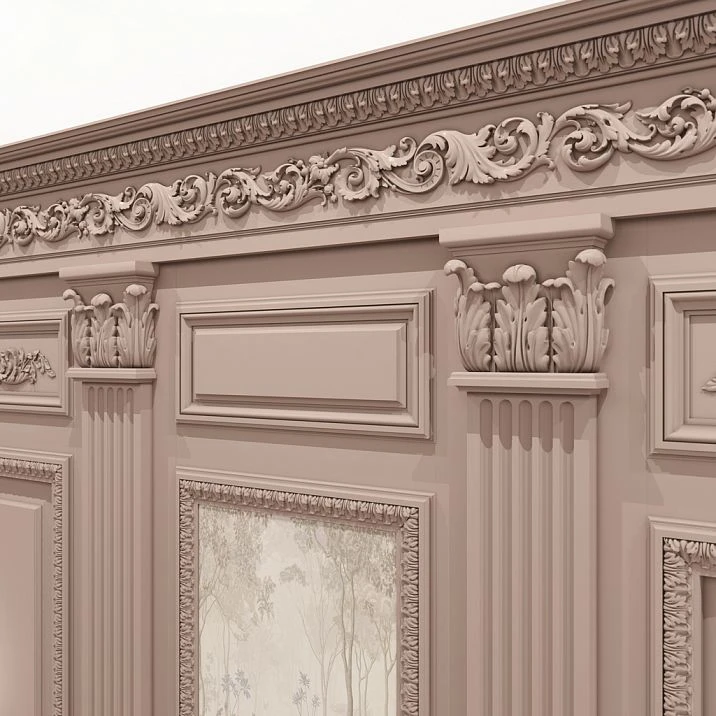Wooden capital in interior photo