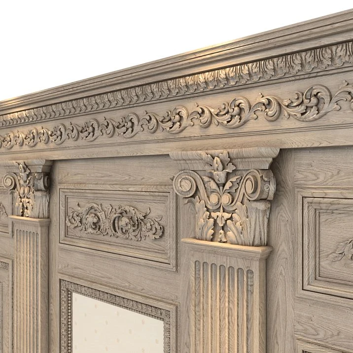 Decorating walls with wooden interior elements, carved capital KL-014