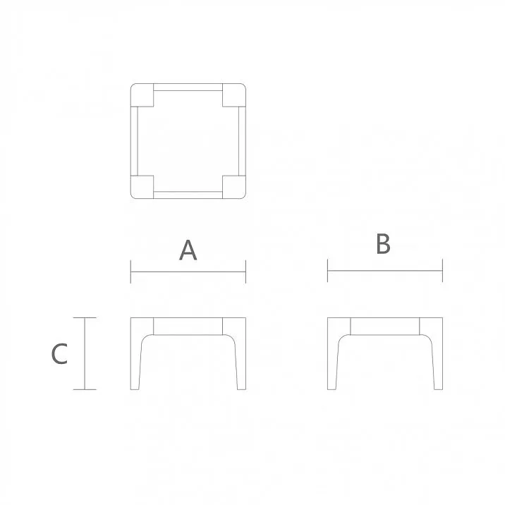Drawing of stool frame STL-026-11 made of solid oak or beech