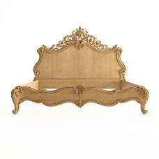View of the directly carved bed frame KRVT-001-1-1 made of solid wood