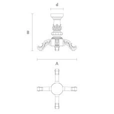 Diagram: Carved Table Base STL-008 made of solid wood