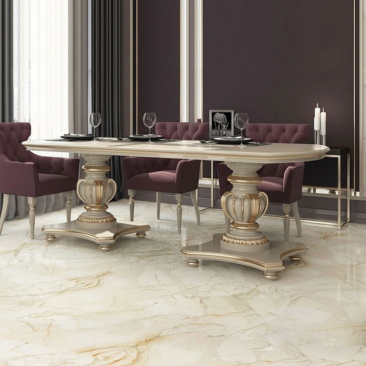 Table with carved pedestal STL-011 made of solid wood
