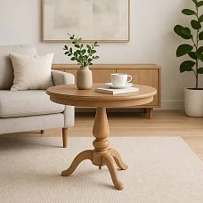 Table on STL-023 base made of solid wood on three legs in interior
