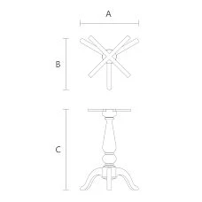 Drawing of STL-023 base made of solid wood on three legs