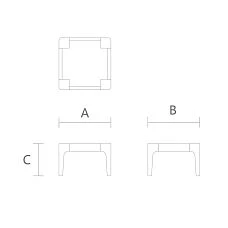 Drawing of stool frame STL-026-11 made of solid oak or beech