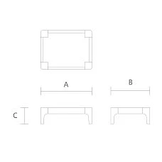 Drawing of the stool frame STL-026-12 made of solid wood