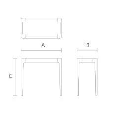 Drawing of the STL-026-3 base made of solid wood with legs