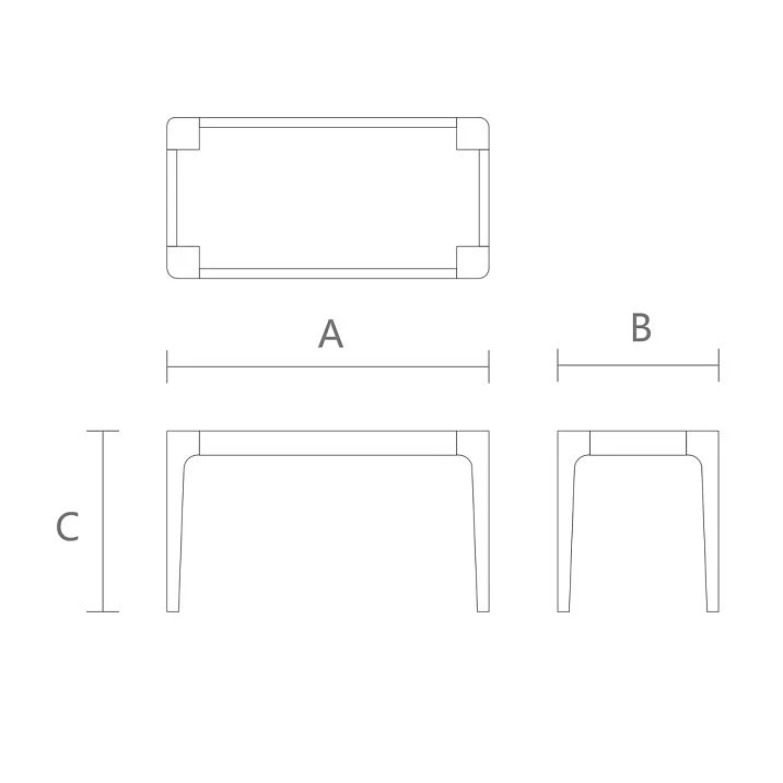 Drawing of Stool frame STL-026-6 made of solid wood