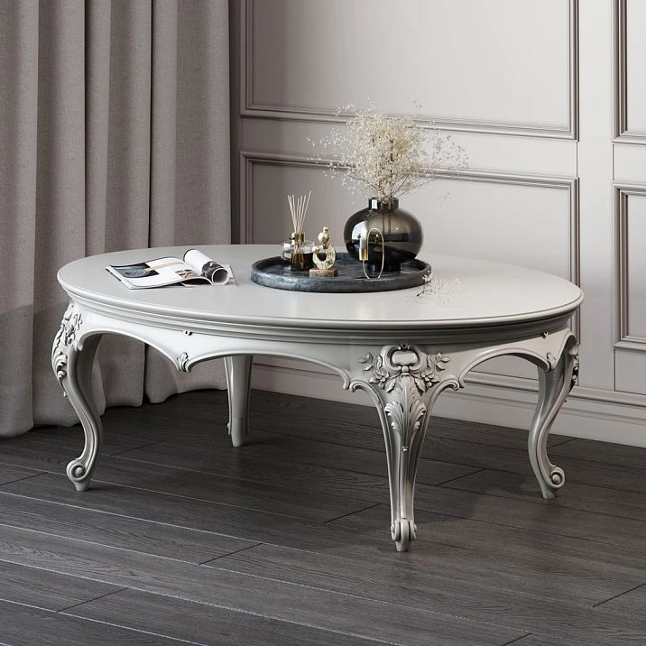 Pedestal for a coffee table made of solid wood, interior photo of a wooden table