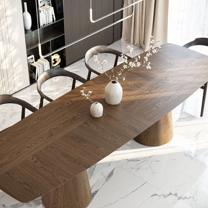 STL-041 table pedestal for dining table with STU-004 chairs in interior