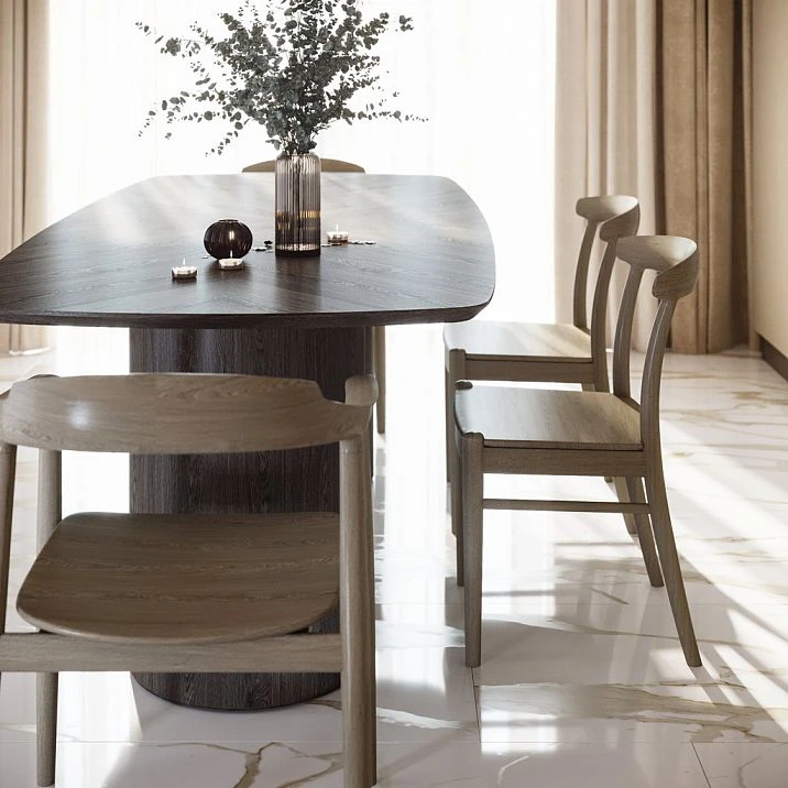 Dining table pedestal STL-042 in the interior with chairs Chair Archie 003-003