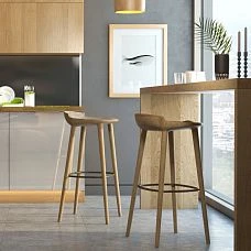 Designer bar stool from solid oak beech side view