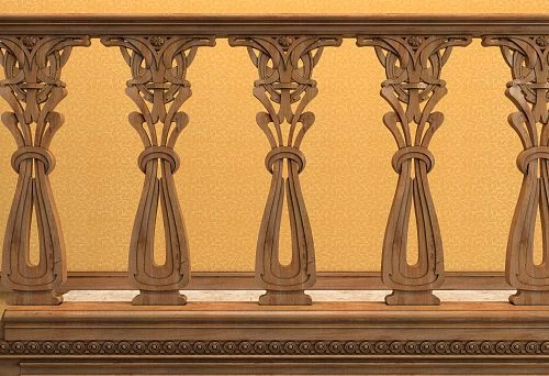 Wooden balustrade cornice with artistic finish