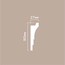 Ceiling cornice polystyrene HI WOOD A90V2 white, 90 mm high, 27 mm wide &mdash; close-up