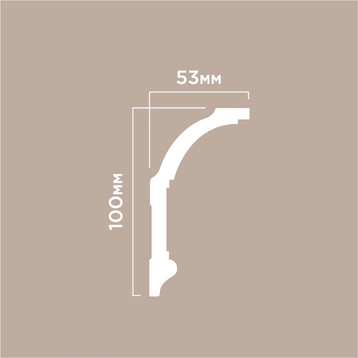 Cornice A100 POLYSTYRENE HI WOOD 100mm x 53mm x 2.0m drawing