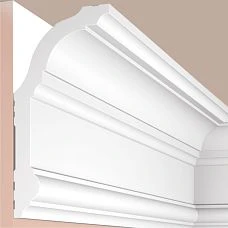 Ceiling crown polystyrene HI WOOD A130/L2101 white, 130 mm high and 65 mm wide, close-up