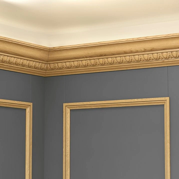 Wall finishing with cornice made of wood with insert KZ-001-11
