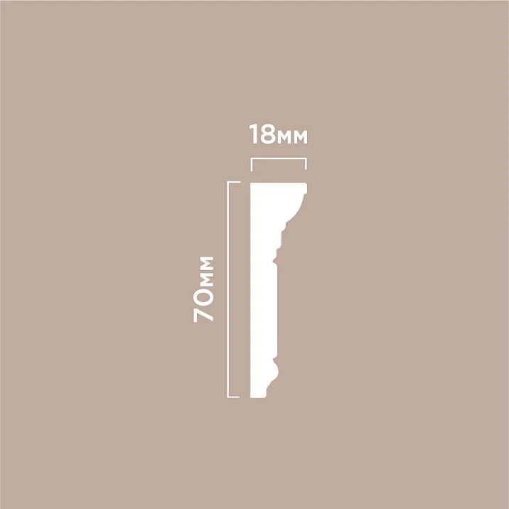 Polystyrene ceiling cornice HI WOOD M1702 white 70x18mm &mdash; close-up