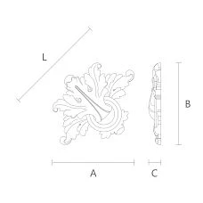 Elegant wooden carved applique for decorating surfaces drawing