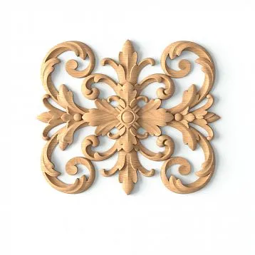 Wooden carved decoration for a mirror with natural motifs in interior decor
