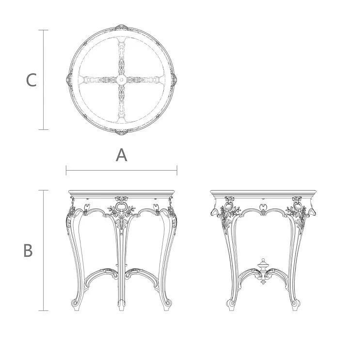 Versailles 002-005 Carved Table Drawing