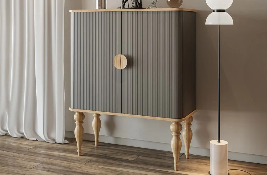 Decorating the chest of drawers KMD-025, including handles Duet HL-018.1 and turned legs MN-107 in the interior.