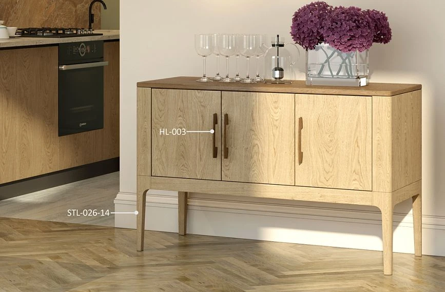 Dresser KMD-034 made of wood in minimalist style using the dresser frame STL-026-14 and furniture handle Lagom HL-003 in interior