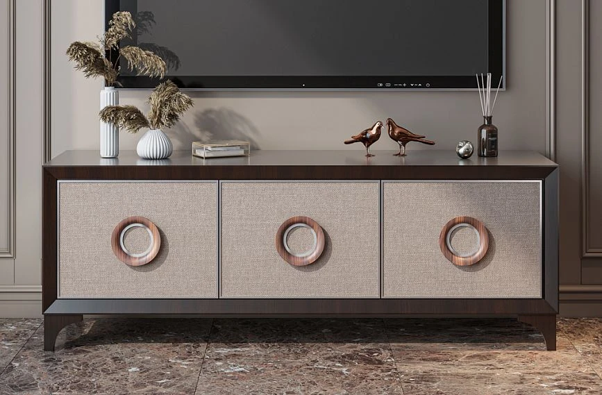Dresser KMD-051 on MN-210 legs with modern handles HL-069M in the living room interior.