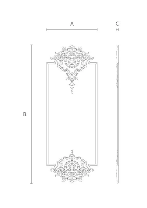 C-001-3 Wooden Decor Set Decoration Drawing