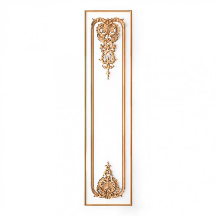 Wooden carved inlay in the shape of a branch with flowers