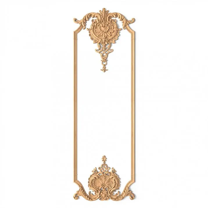 Wooden inlay with carving and moldings for furniture decoration drawing