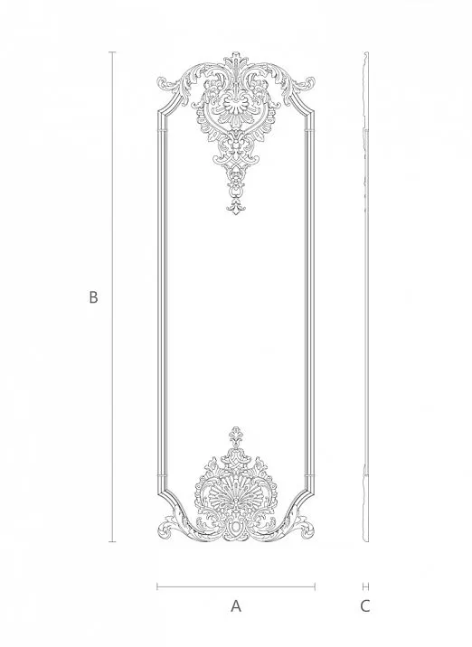 Decoration Set C-006-1-1 made of wood with carved floral pattern diagram