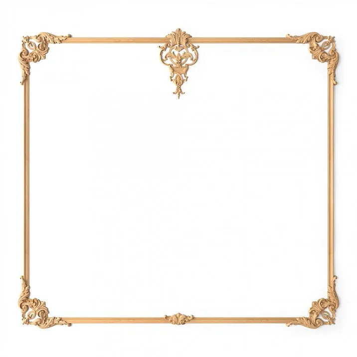 Wooden inlay with carving and moldings for furniture decoration drawing