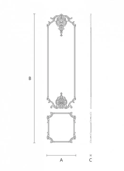 Decor Set C-007-1 made of wood with carved floral pattern diagram