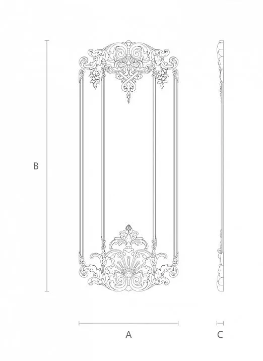 C-008-1 wooden decor set drawing