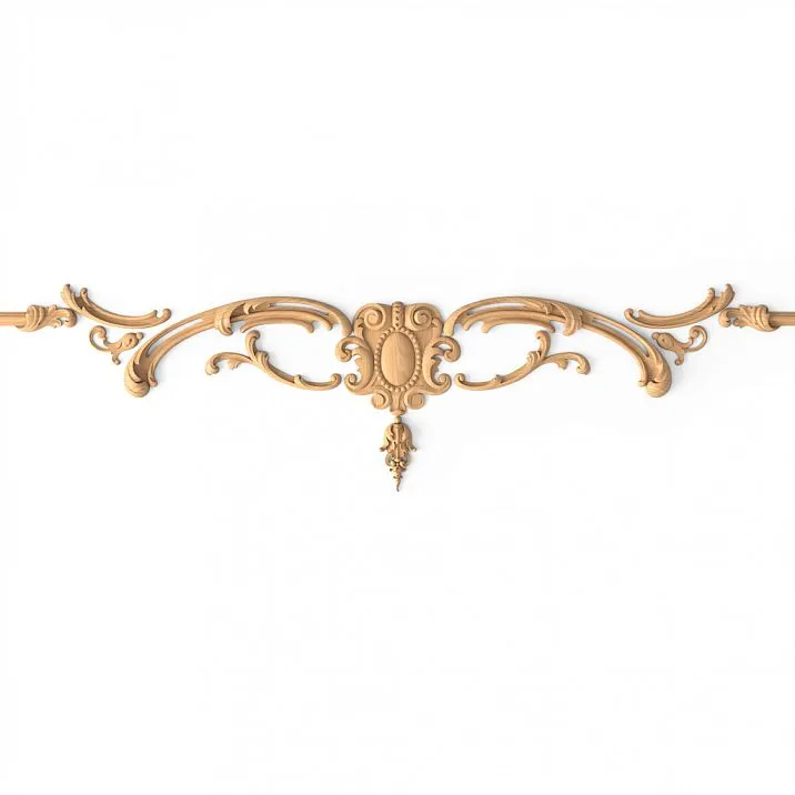 Wooden decor with relief carved pattern of leaves and flowers