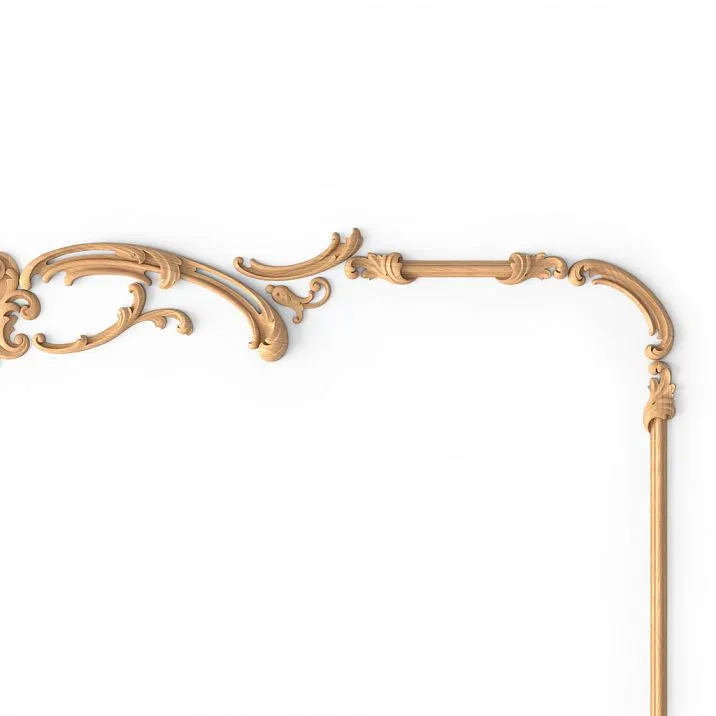 Appliqu&eacute;s made of solid oak or beech for decorating facades, doors, windows, and other surfaces