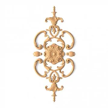 Wooden decor set with carved floral ornament