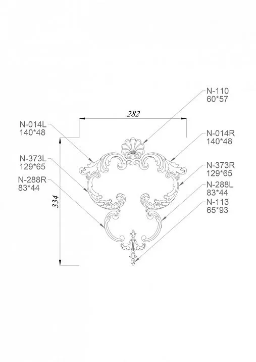 Decor set C-024 made of wood for furniture decoration drawing