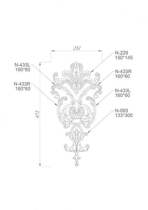 Wooden decorative items - Decor Set C-027 drawing