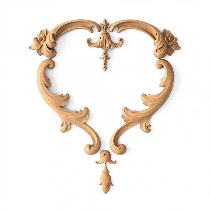 Decoration Set C-032 from wood with floral ornament