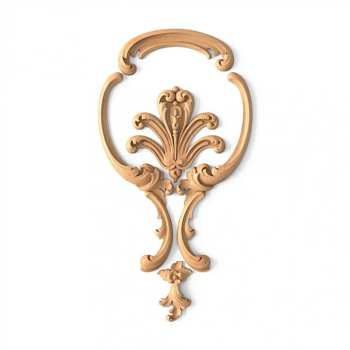 Wooden decor set with carved leaves and flowers
