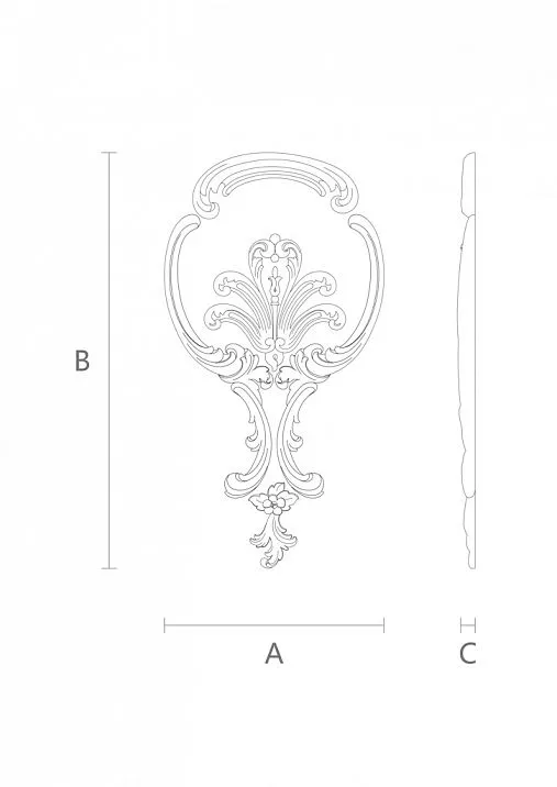 Decor appliqu&eacute; set with floral motif of leaves and flowers made of wood