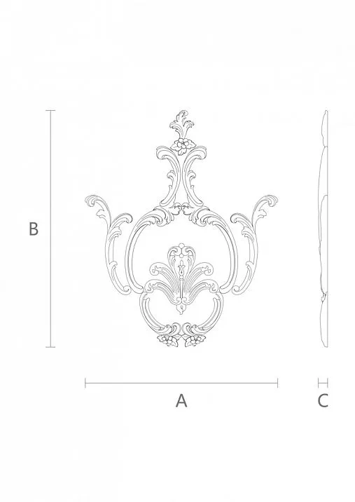 Decorative overlay set with floral motif of leaves and branches made of wood