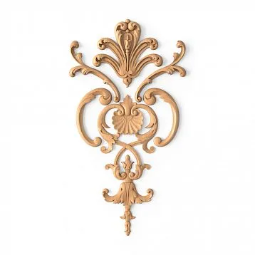 Wooden decor set with carved flowers and leaves