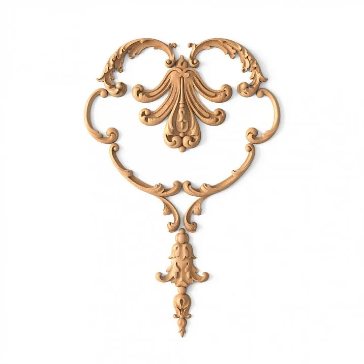 Wooden decor set C-041, consisting of eight carved appliqu&eacute;s with a floral ornament