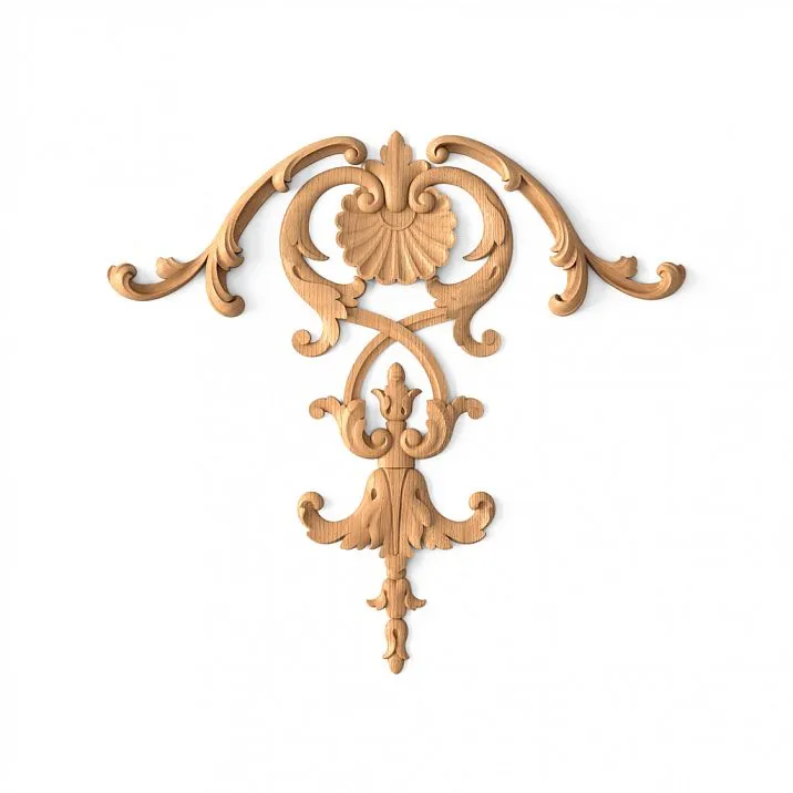 Wooden furniture and interior decor with carved floral pattern drawing