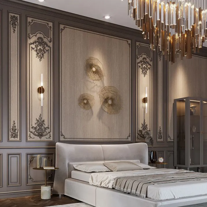 Luxurious bedroom with wall molding decoration NPU.VRS-002